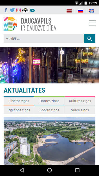 Daugavpils pilsētas domes mājas lapa Daugavpils.lv  - mobila versija